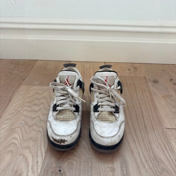 Nike Jordan 4 Retro White Cement Kids Boys Sneakers Shoes - Picture 2 of 7